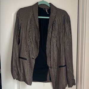 Free People dark purple and gold striped blazer